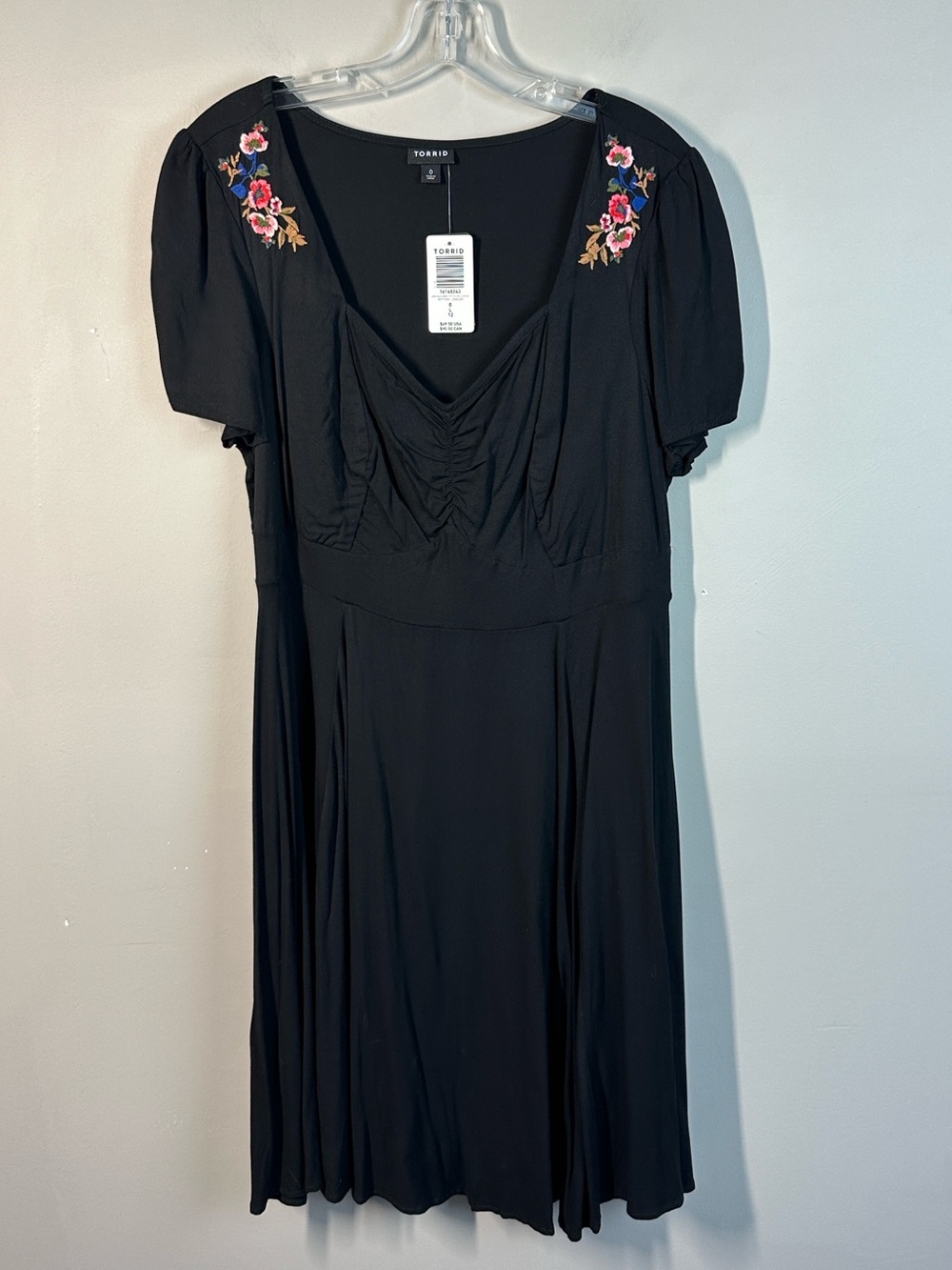 NWT Torrid Black Embroidered Skater Dress Size 0(12)